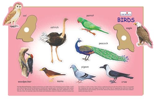 Image of Creative's Play 'N' Learn - Birds | Early Learning Puzzle | Birds Educational Wooden Puzzle Game | Wood Puzzle | Wooden Toy for Kids 2 & Up