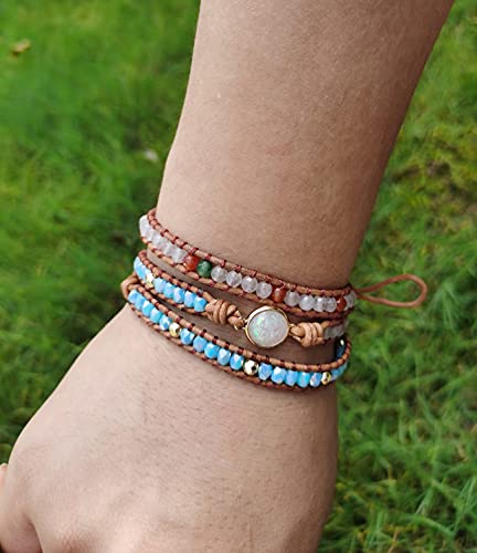 Zosojona Women Wrap Bracelets Boho Natural Stone Jasper Turquoises Strand Bracelet Jewelry Collection thumb #4