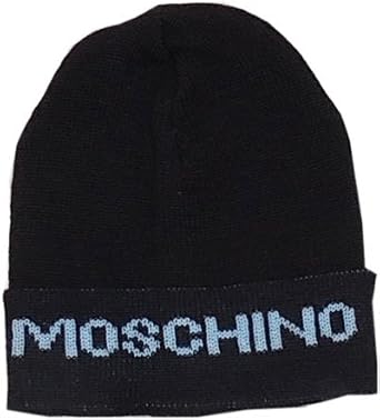 Black Moschino 100% Wool Beanie Hat 