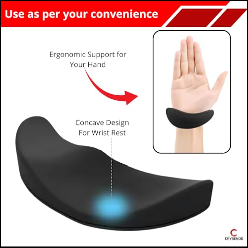 Image of Crysendo Ergonomic Left Hand Wrist Pad for Mouse & Keyboards | Smooth Movement Palm Support for Home /Office /Gaming | RSI & Carpal Tunnel Syndrome Wrist Pain Relieving Mouse Hand Rest (Black)