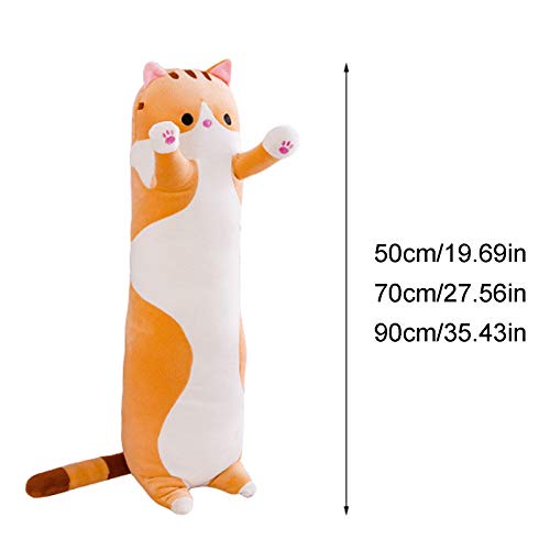 angwang 50/70/90 cm de faixa longa de gato fofo boneca de pelúcia macia brinquedo fofo sofá cama tra