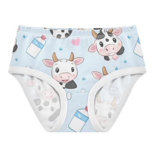 Wusikd Cute Cow Milk Girls' Underwear Cotton Cartoon Girls Briefs Soft Toddler Underwear 2T