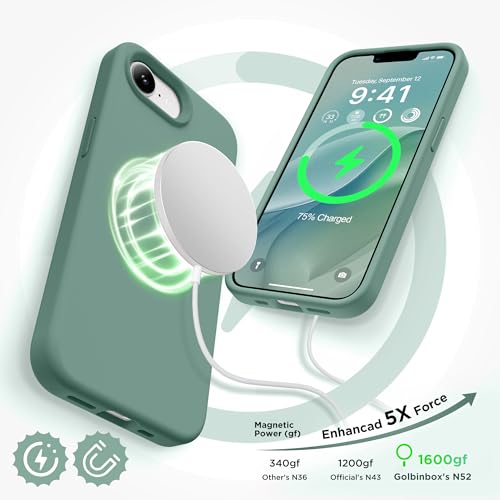 Image of GolbinBox Magnetic for iPhone 17e /16e Case, Silicone Cover,Midnight Green