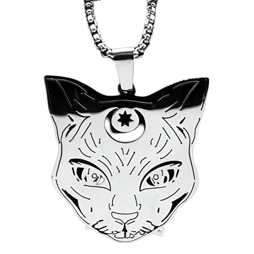 Collier de chat d'halloween en argent, ras du cou wicca idéal pour vos soirées à thème