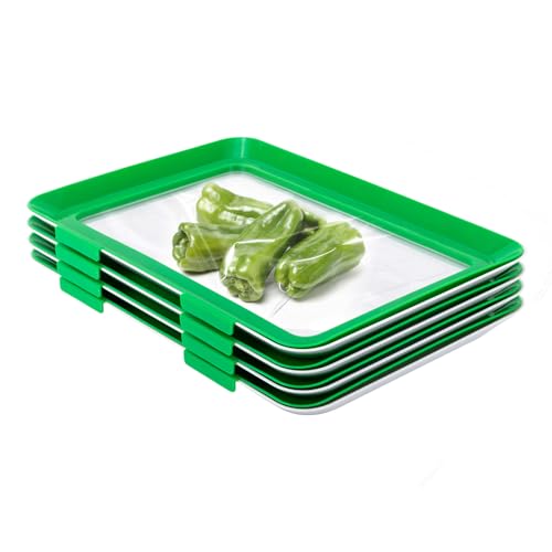 ACROSSPART Recipiente hermético para conservación de alimentos, organizador de frigorífico con tapa, apilable y reutilizable (4 unidades)