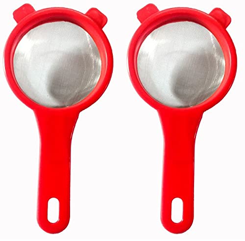 ONSUR Strainer for Tea-Coffee in Home & Kitchen- Plastic + Stainless Steel Kitchen Tools for Filter Juice, Chai, Nimbu Pani, Orange Juice Etc- Pack of 2 pc Assorted