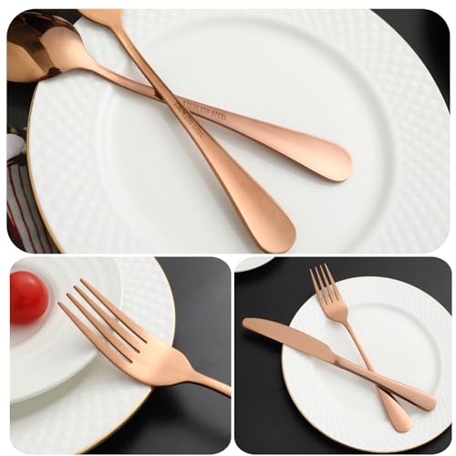 Image of aDai Premium Cutlery Set | Stainless Steel Tableware | Mirror Finish | Includes Spoon Fork Knife & Teaspoon | Elegant Flatware Set for Dining, Parties & Gifting (Rose Gold, Set of 40)