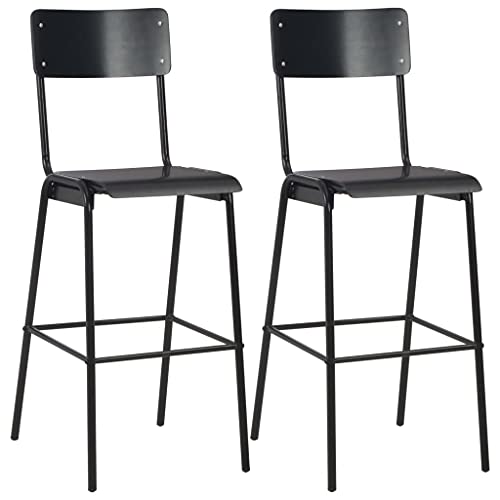 Xichuzi Taburetes de Cocina 2 uds, Taburetes Altos De Cocina, Banquetas Cocina, Sillas Altas De Cocina, Bar Stool, Mueble Bar Taburete, Madera contrachapada y Acero Negro