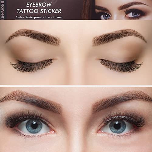 Sibba 4D Hair-Like Eyebrow Tattoos Stickers 6 Sheets Brown Waterproof Temporary Brow Colors Transfers Sticker Peel Off For Eye Makeup Supplies Grooming Shaping Women Girls #TOP6