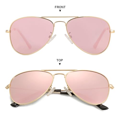 Kids Polarized Aviator Sunglasses for Little Girls Boys Juniors Teenagers, Two Sizes 50MM 52MM4