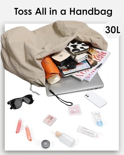 Micmores Handtasche Damen Nylon Umhängetasche Stylische Hobo Tote Bag Groß Shopper Tasche Praktische Schultertasche für Schule, Arbeit, Reisen, Einkauf (Khaki)