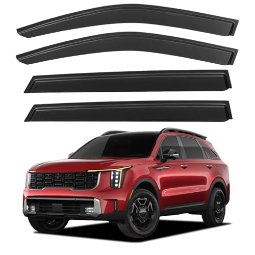 Image of Window Visors Rain Guards Shield for 2021 2022 2023 2024 2025 2026 Kia Sorento, Out-Channel Window Vent Wind Deflectors Visors Shades for 21-26 Sorento