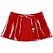 renvena Women's Wet Look PVC Mini Skirt Latex Button Open Front High Waist Flared Skirt Clubwear Red Large