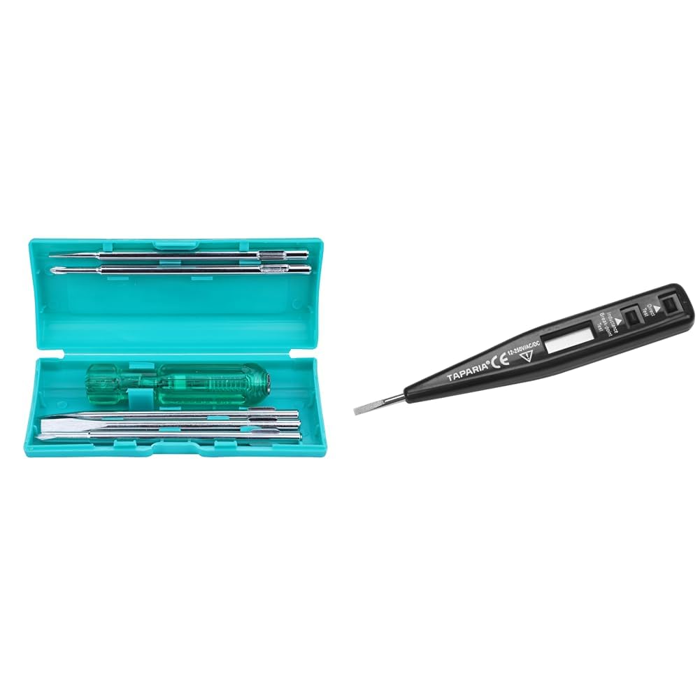 TAPARIA 802 Screw Driver Set with Neon Bulb (Silver/Blue), 1 Piece