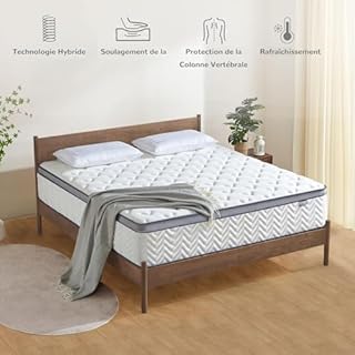 Lynnbery Matelas Hybride à Ressorts Ensachés Indépendants & Mousse à Mémoire, 140x190cm (Épaisseur 25cm), Confort Mi-Ferme, Respirant Hypoallergénique, Ergonomique et Silencieux