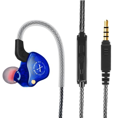 UrbanX iX2 Pro Dynamic Hybrid Dual Driver in Ear Musicians Earphones with Mic Tangle-Free Cable in-Ear Earbuds Headphones for BlackBerry KEY2 LE