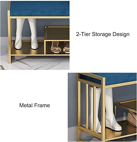 Meuble d'entrée élégant avec banc et rangement métallique résistant - 6