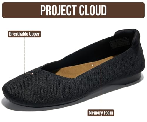 Image of Project Cloud Womens Flats Memory Foam Ballet Flats for Women (Prospect) | Memory Foam Insole and Lightweight Design - Non-Slip Sole Comfortable and Durable Womens Flats for All Occasions