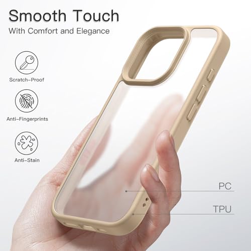 Image of JETech Matte Cover Case for iPhone 16 Pro Max 6.9-Inch, Shockproof Military Grade Drop Protection, Frosted Translucent Back Phone Cover, Anti-Fingerprint (Desert Titanium)