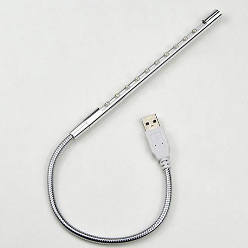 LED-Lampen Flexibel Schwanenhals Laptop Lampe USB Tragbar Lampen Für Notebooks, Tablets, Powerbanks, PC -Nachtlampe, Leselampe, Laptoplampe,Silber