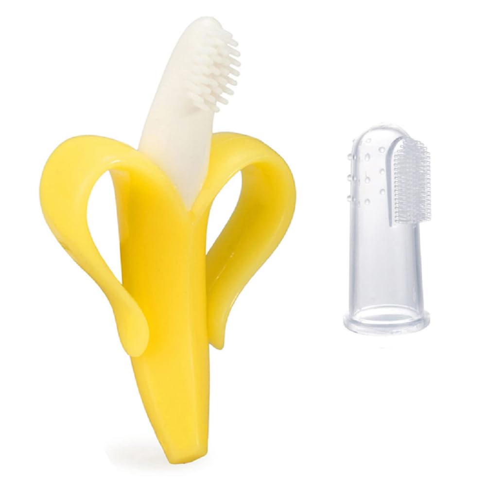 Baby Finger Manual Toothbrush With Silicone Banana Shaped Toothbrushes For Training Teething-Infant & Toddler & Kids Tooth Brush Oral Cleaning To Train Your Child Healthy Oral Habits.,Multicolour-image-38