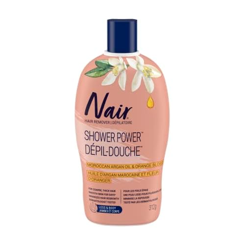 Nair Shower Power MAX Hair Remover for Coarse Hair on Legs & Body with Moroccan Argan Oil, 312g