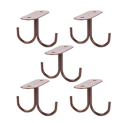 Fvsatr Mug Hanger with 2 Coffee Cup Hooks Under Cabinet Tea Cups Holder Wine Glasses Drying Rack,Set of 5 (Bronze)