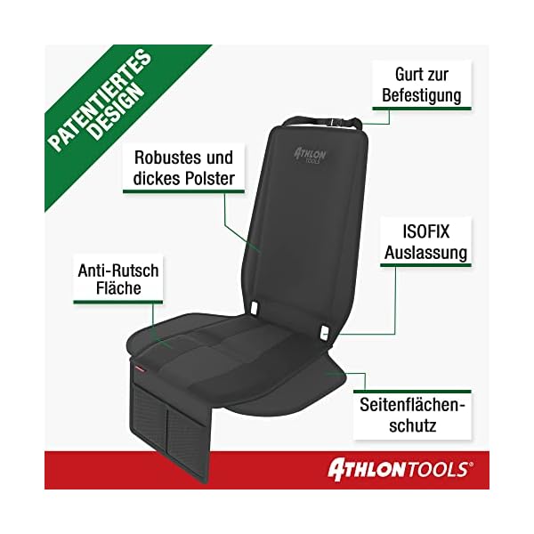 ATHLON TOOLS Kindersitz-Unterlage mit Seitenschutz - Optimale Passform - Isofix kompatibel - Dick gepolstert - für… – Bild 5
