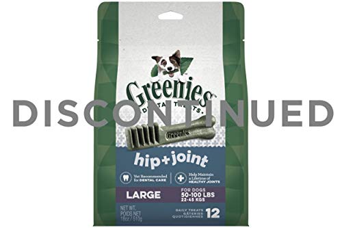DISCONTINUED: GREENIES Hip and Joint Care Dental Large Dog Treats - Mega TREAT-PAK Package 18 oz. 12 Treats