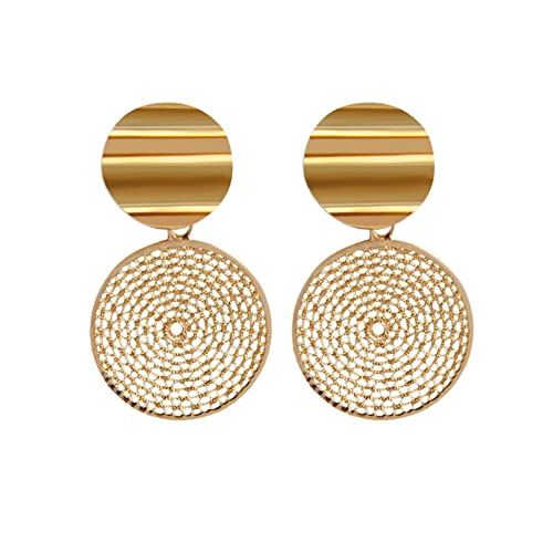 Boucles d'oreilles or anneau creux au design sculptural haut de gamme