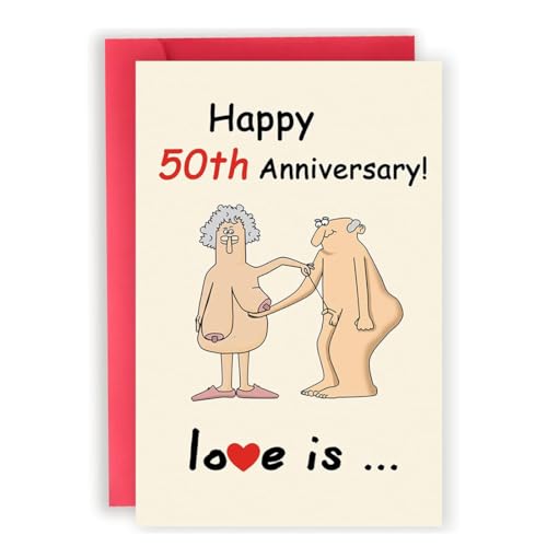 YUZNA Tarjeta con sobre,Número 50,1 pieza,Cumpleaños Mujer,Hombre,Bodas de Oro 50 Aniversario,Regalos 50 Cumpleaños Mujer (Dorado)