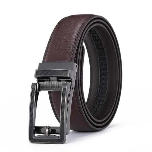 Men's Automatic Buckle Belt Pin Buckle Hollow Two Layer Leather Fashion