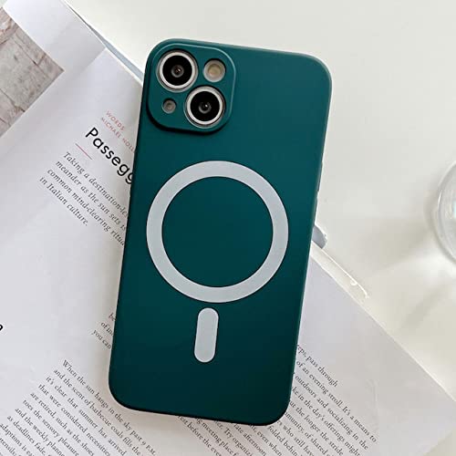 Coque silicone liquide pour iPhone XS Max vert foncé avec support de charge magnétique MagSafe