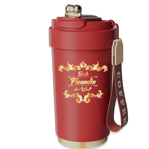 Johiux Beste Freundin Geschenke - 450ml Rosa Kaffeebecher To Go, Thermobecher Auslaufsicher, Geschenk für Frauen Geburtstag, Coffee To Go Becher