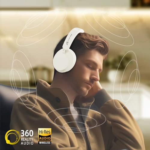 ATTACK SHARK G500 Active Noise Cancelling Wireless Headphone, Over Ear Bluetooth Headset with Built-in Mic, BT5.3 & 3.5MM Wired Dual Mode, Lightweight Foldable, On-Ear Style for Home/Office - Beige - Image 6