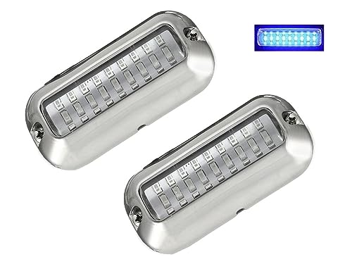 Marine Boat Underwater Transom LED Light Interior Deck Stern Light for Boat Cruise Ship Yacht Sailboat Pontoon RV Camper Truck Trailer Blue 27 LED 2 Pcs