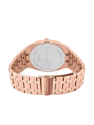Image of French Connection Lumiere | Analog Display | Black Dial | Rose Gold Stainless Steel Strap | Watch for Men - FCU16BRGM
