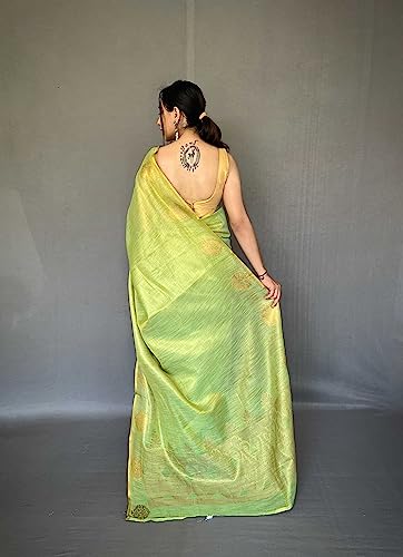 Image of Panzora Women's Tissue Silk Jacquard Weaving Saree With Unstitched Blouse Piece