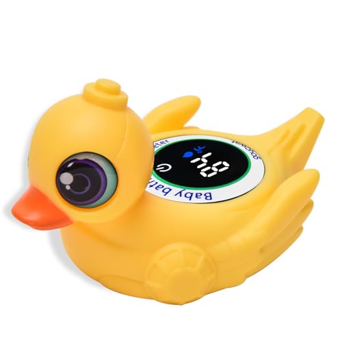 Image of Baby Bathtub Thermometer with LED Display Screen+Cute Duck toy-2-in-1 | Color Coded Alarm (Cold /Comfortable /hot) Bath Temperature Monitor, Adorable Floating Toys for Infants, Essential for Babies