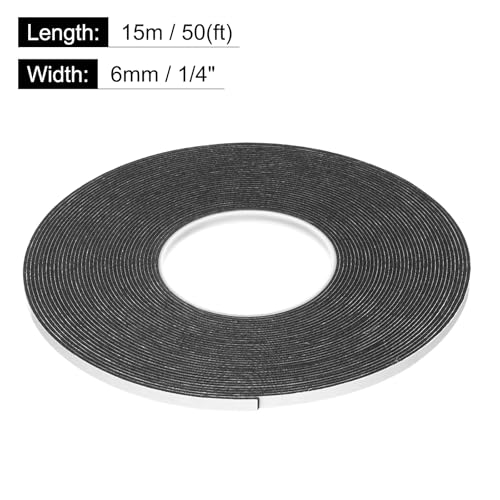 Image of uxcell 2pcs Rolls Double Sided Foam Tape Removeable PE Sponge Mounting Tape Strong Adhesive Tape Strips(Black, 50ft x 1 /4 inch x 1 /16 inch) for Home Paint Wall Hanging Poster Decor