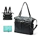 Diaper Bag Tote Mominside Leather Diaper Bag Backpack for Mom Dad Large Travel Diaper Tote Baby Bag for Boys Girls with 4 Insulated Pocket, Changing Station, Shoulder Straps(Black)