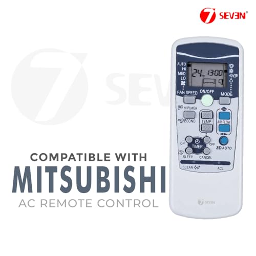 Image of 7SEVEN Compatible AC Remote with Mitsubishi Electric Air Conditioner and Suitable for Split and Window AC, Exactly Match Each Key of Remote with 25 Original remotes Control and use New AAA Batteries.