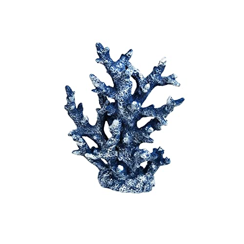Image of PINVNBY Artificial Coral Ornament Aquarium Sea Plants Decoration Underwater Craft Resin Fish Tank Landscape (Blue)