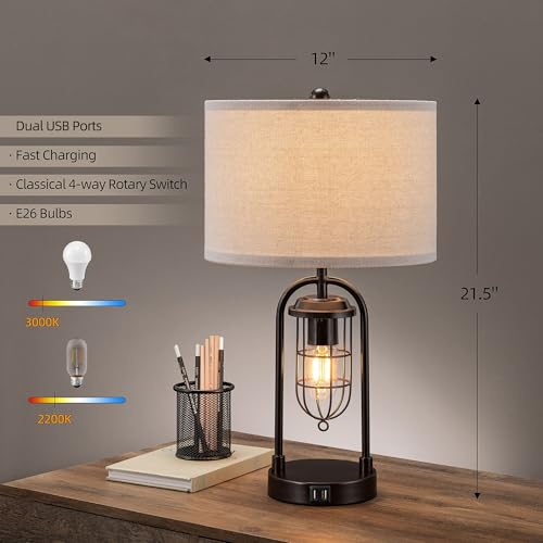 Kawotisetof2farmhousetablelampswithusbportsandnightlightmodernnightstandlampforlivingroombedroombulbsincluded Urban Country Home Decor Kawoti set of 2 farmhouse table lamps with usb ports and night light modern nightstand lamp for living room bedroombulbs included urban country home decor