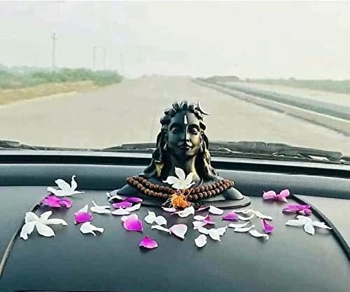 Ashi Enterprises Adiyogi Shiva Shankara Resin Statue for Car Dashboard, Pooja for Home & Office Decor - Made in India (Black, 16.5 x 11 x 13 cm) 2