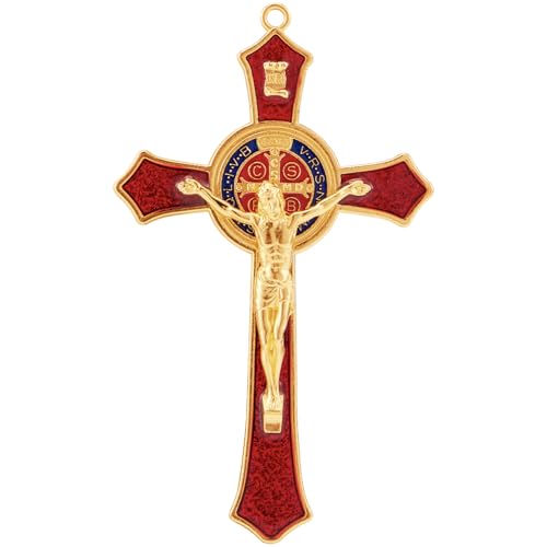 TALPGOD 7 Inch St Benedict Crucifix Red,Crucifix Wall Cross for