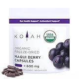 KOYAH - Organic Maqui Berry Capsules - Freeze-Dried Whole-Berry - 600 mg per Capsule - Eye Health Support & Antioxidant Support - 60 Capsules