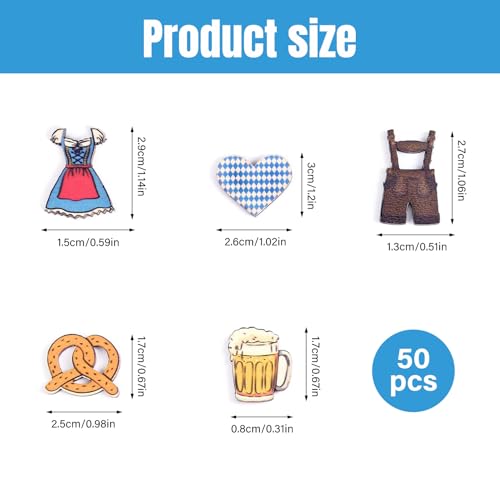 Streudeko Bayrisch Holz Oktoberfest Deko, Bayrische Oktoberfest Party Dekoration, Tischdeko Bayrische Deko, Dirndl Lederhose Breze Herz Bierkrug (40 bis 50 Stück)