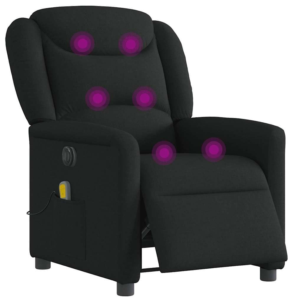 Poltrona massaggiante elettrica nera, 78 x 95 x 100 cm, con funzione sdraiata, massaggio vibrante a 6 punti e telecomando per soggiorno, ufficio, camera da letto