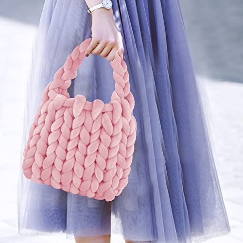 Chunky Yarn For Arm Knitting, Giant Soft Fleece Yarn Bulky Yarn For Throw Blanket Pillow For Weave Craft Crochet, Diy Sofa Bed Blanket Pillow Pet Bed And Bed Fence (Pink-(2.2Lbs)) #TOP6